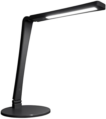 ANNAITE Modern LED Desk Lamp,Dimmable Table Lamps for Bedroom/Study Desk,8W Rotatable Office Work Lamp,3-level Brightnes Touch Control Bedside Reading Lamp,Soft Natural Light-Black
