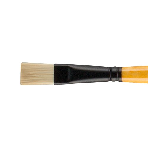 Creative Mark Mimik Paint Brush Professional Artist Synthetic Hog Bristle Long Handled Brush- Flat Size 12