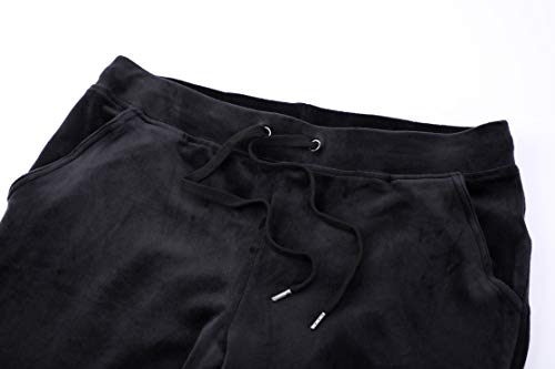 Dolcevida Women's Active Solid Velour Tracksuit Zip up Hoodie & Pullover Sweatshirts and Sweat Pant Sweatsuit (Black-Pullover, XXL)