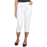 Alfred Dunner Nantucket Cotton Capri Pants with Tulip Edge (US, Numeric, 14, Regular, Regular, Standard, White)
