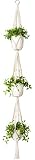 Mkono Macrame Plant Hanger 3 Tier Indoor Outdoor Hanging Planter Basket Cotton Rope with Beads 70 Inches