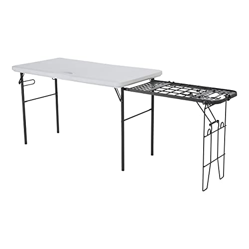 Lifetime Folding Tailgate Camp Table with Grill Rack, White Pricepulse
