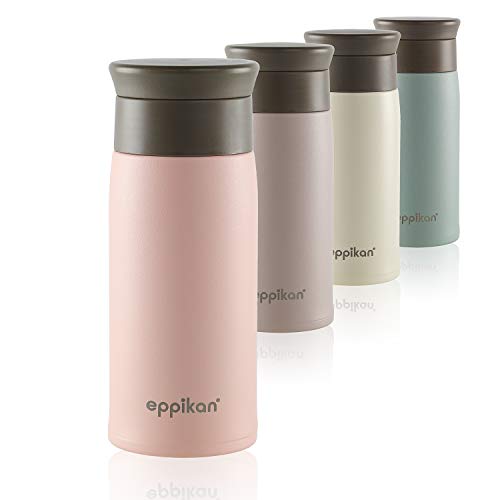 eppikan eppiToGo Edelstahl Thermobecher- Isolierbecher, Kaffee-to-go Becher, 350 ml, 500 ml Travel Mug, Autobecher, auslaufsicher mit hygienischer 360°-Trinköffnung (Powder Pink, 350 ml)