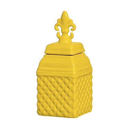 Pote Charme Peq Com Tampa Ceramicas Pegorin Amarelo Pequeno