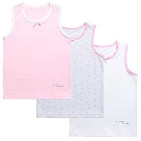 GLEAMING GRAIN Toddler Undershirts Kids Tank Tops Super Soft Breathable Combed Cotton 3-Pack for Little Girl Printing 5T