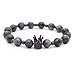 Gemfeel 8mm Black Labradorite & White Howlite CZ Her King/His Queen 8mm Beads Couple Bracelet, 7.6
