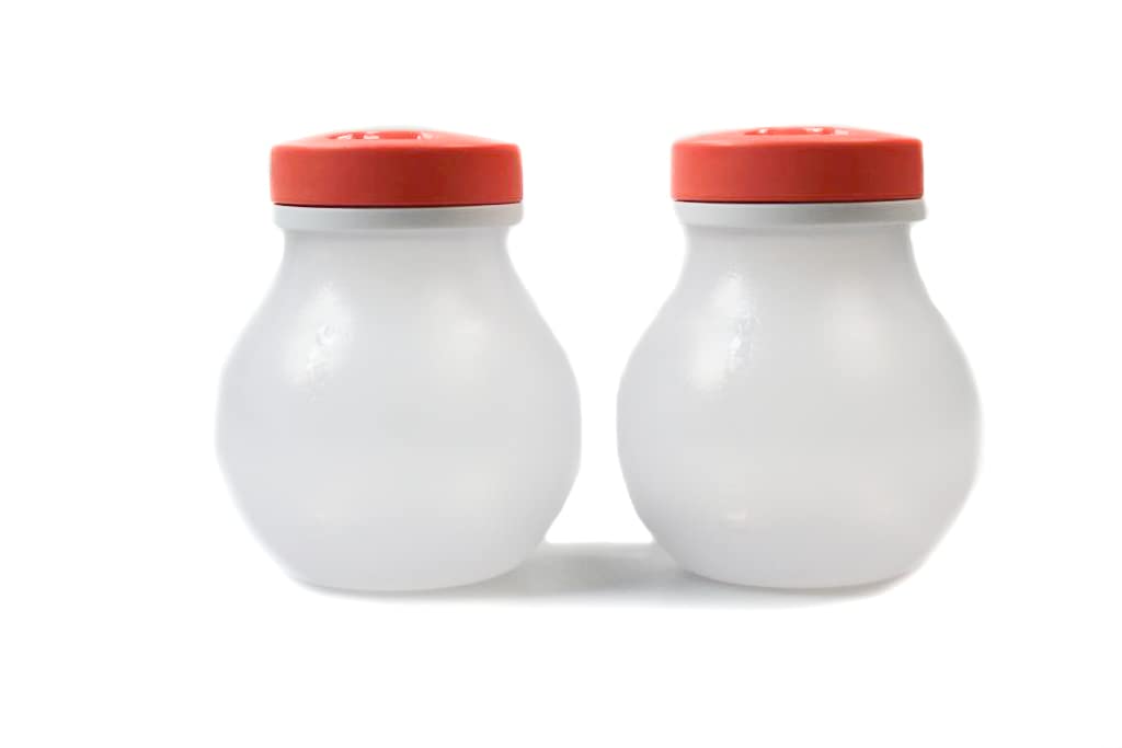Tupperware Set of 2 Allegra Salt & Pepper Shakers (200 ml, White Salmon) - Durable, Eco-Friendly Plastic Spice Dispenser, Dishwasher Safe