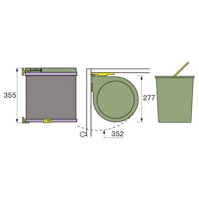 Pyramis 038000501 - Cubo de Basura con 2 Compartimentos,de 7,5 L, color