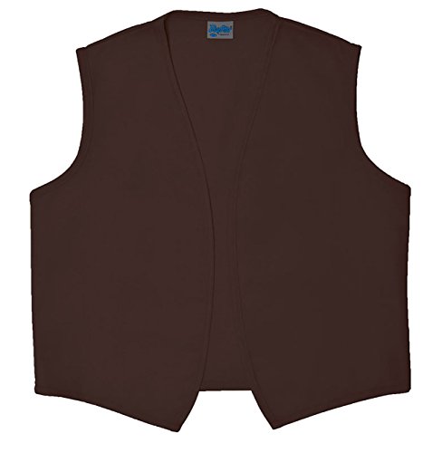 Style A740NP No Pocket Unisex Uniform Vest, (Small, Brown)