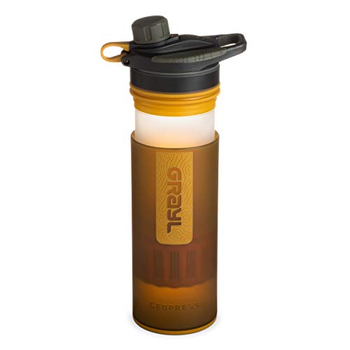 GRAYL Geopress 24 oz Water Purifier for Global Travel, Backpacking, Hiking, and Survival (Coyote Amber)