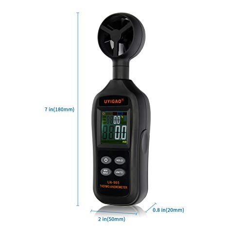 BDMETER Digital LCD Anemometer Wind Speed Meter, Temperature Air Flow Velocity Measurement Thermometer with Backlight for Windsurfing Kite Flying Sailing Surfing Fishing