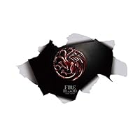 HLHXMWXY Game of Thrones PVC 3D Broken Wall Sticker Applique(22.5X14inch) House Targaryen Background Wall Stickers Decor(Three-Headed Dragon)