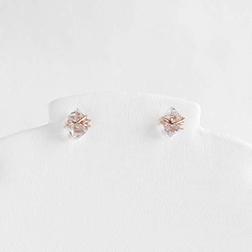 Medium Herkimer Diamond Stud Earrings Rose Gold Buy Online