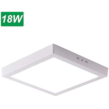 Jaycomey 18W Flush Mount LED Ceiling Light,Square Surface Mounted LED Panel Lamp Fixtures for Bathroom,Kitchen,Closet,Garage,Hallway,Cool White,9 Inches (120W Halogen Bulb Equivalent)