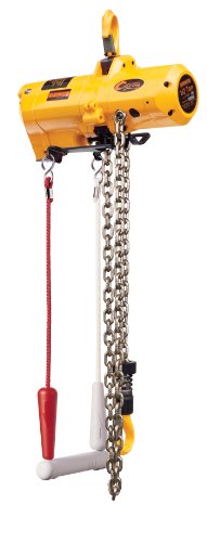 Harrington Cheetah TCS Cord Model Air-Powered Hoist, Hook Mount, 1/2 Ton Capacity, 20' Lift, 60 fpm Max Lift Speed, 16-1/3" Headroom, 1" Hook Opening, 1/2" NPT, 90 psi