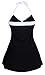 Aleumdr Women's Pin Up Swimsuit Vintage Halter Cover Up SwimSkirt, XX-Large, Black&White Dot,Black