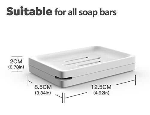 Luvan Soap Dishes case Holder for Bathroom with Drain,Detachable for Easy Cleaning,Made of Food-Grade ABS Plastic,BPA-Free,Keep Soap Dry and Clean,No More Mushy Soap (White,Set of 3) - Thumbnail 5