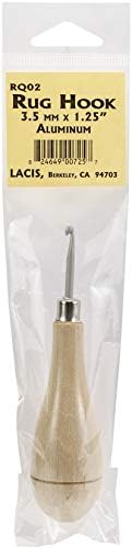 Lacis Punch Needle Rug Hook W/Wood Handle-Aluminum 3.5mmX1.25"