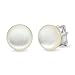 925 Sterling Silver Natural Shell Inlay Tiny Round Post Stud Earrings 7 mm - Nickel Free