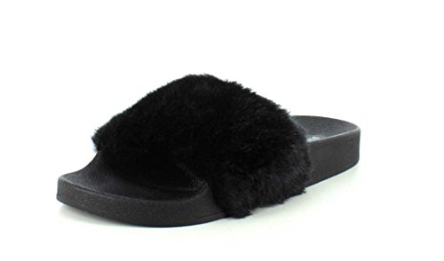 Steve Madden Womens Softey Black/Black Slide - 7