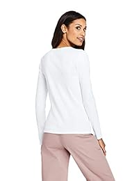 Lands 'End camiseta de algodón de manga larga con cuello en V para mujer