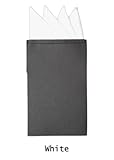 Men's White Solid 4 Point Pre Folded Silk Pocket Square Hanky on Card