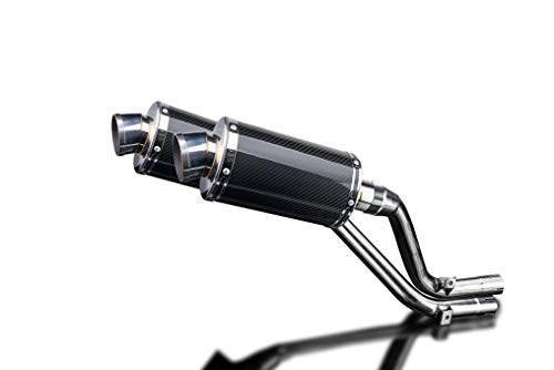 Delkevic Aftermarket Slip On compatible with Honda NX650 Dominator DS70 9" Carbon Fiber Oval Muffler Exhaust 95-02 - Thumbnail 3
