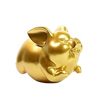 HomeBerry 21cmL Polyresin Piggy Bank Saving Bank Coin Bank Box Money Bank Pig Figurine Nursery Decor Gift Gold