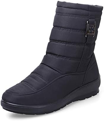 NEOKER Snow Boots Womens Ladies Waterproof Warm Ankle Winter Boots Zip Fur Lined Boots Anti Slip Outdoor Shoes Black Red Blue 2.5-7 UK