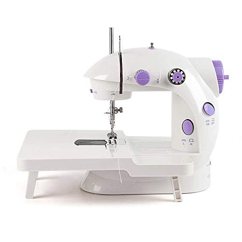 Mini Portable Sewing Machine with Extension Table Handheld Electric Sewing Machines Adjustable 2-Speed Sewing Machine for Kids Beginner and Home, Easy to Use, Purple