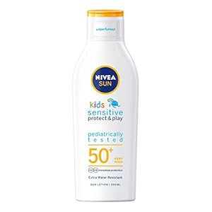 NIVEA SUN Kids Protect & Sensitive Sun Lotion (200ml) Sunscreen with SPF 50+, Kids Suncream for Sensitive Skin…