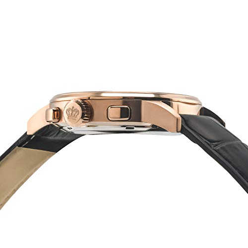 LOUIS-XVI-Herren-Armbanduhr-Monseigneur-Rosegold-Schwarz-Chronograph-Analog-Quarz-echtes-Leder-Schwarz-912