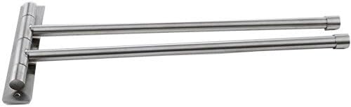 SUS 304 Stainless Steel Swing Out Towel Bar Folding Arm Swivel Hanger Bathroom Storage Organizer Wall Mount, Brushed Finish (2 Arms)