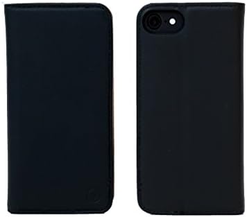 iPhone 8 Wallet Case with Credit Card Slot Holder and Slim Book Design made with Real Leather and Magnetic Stand Flip Cover by Polaryze - Black