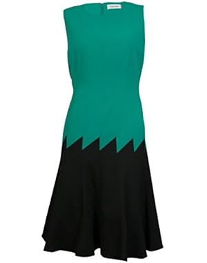 Women's Colorblocked Seamed Flared Dress