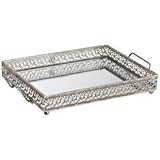 Alexis Burnished Silver Mirror Vanity Tray