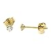 14k Yellow Gold Cubic Zirconia Stud Earrings, 2mm (0.06ctw)