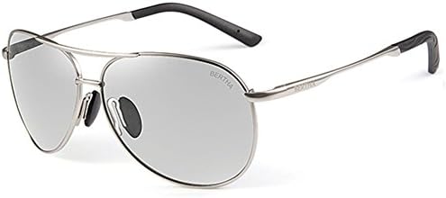 Bertha Unisex Polarized Sunglasses Photochromic Changing UV400 Anti-Glare Sunglasses 2188 (Silver)