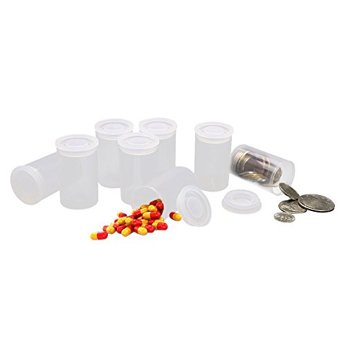 Plastic Film Canister, 35MM Empty Camera Reel Containers, 60 Pack, White, 2" H, 1" W, Plastic, Films Developing Processing Tube, Roll Case, with Caps, for Small Accessories, Beads