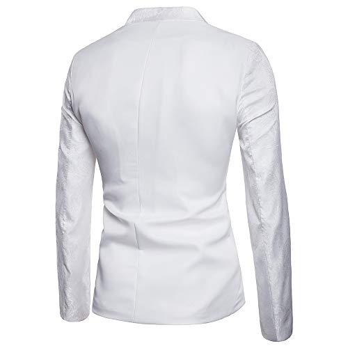 Fashion Charm Casual One Button Fit Suit Blazer Coat Jacket Top Men White