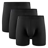David Archy Men's 3 Pack Quick Dry Polyester Boxer Briefs Underwear(L,Black)