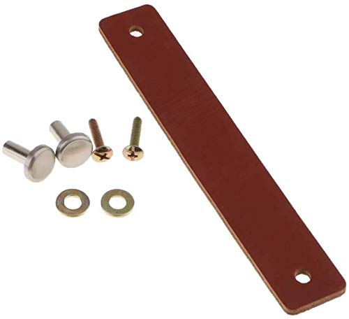 POFET 5pcs Nordic Wardrobe Cabinet Door Handle Soft PU Leather Door Handles for Cupboard Drawer Pull Knobs Furniture Hardware (26 x 156mm)- Brown