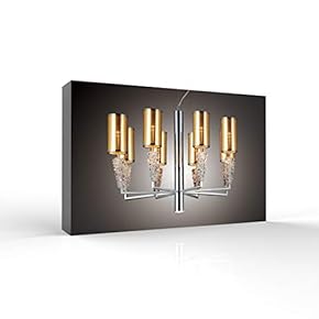 Canvas Wall Art - Yellow Chandelier for Living Room- Modern Home Art Stretched and Framed Ready to Hang - 12x18 inches