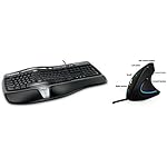Microsoft Natural Ergonomic Keyboard 4000 for Business - Wired + Ergonomical Mouse by Ergy - Optical USB Wired Vertical Mouse - 2.4 Ghz, 6 Buttons - Adjustable DPI