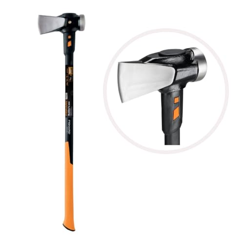 Fiskars Ascia da spacco IsoCore XXL per spaccare tronchi o piantare cunei, Lunghezza: 92 cm, Peso: 3,6 kg, Nero/Arancione, 1020220