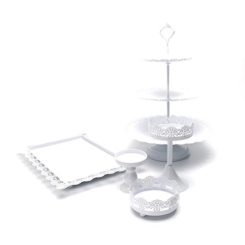 12 Set Metal Crystal Cake Holder Cupcake Stand Cake Dessert Holder with Pendants and Beads,Wedding Birthday Dessert Cupcake Pedestal Display,White (12) - Thumbnail 5