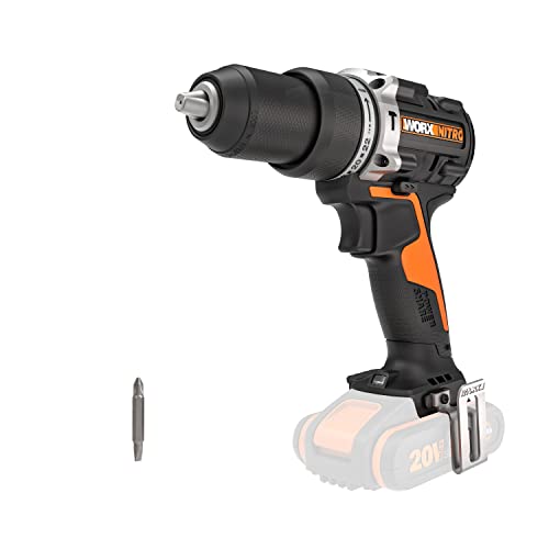 WORX NITRO WX352.9 Akku Schlagbohrschrauber Set 20V - stärkere Leistung dank bürstenloser Motor - zum Schrauben, Bohren und Schlagbohren - 60Nm - 2-Gang-Getriebe & LED-Licht - ohne Akku & Ladegerät