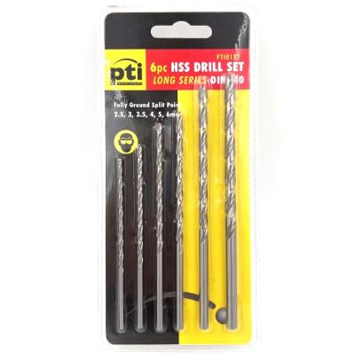 6pc HSS Twist Split Point Ground Long Series Drill Bits for Wood Metal Plastic