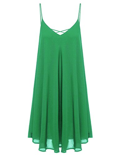 ROMWE Women's Summer Spaghetti Strap Sundress Sleeveless Beach Slip Dress Green XL