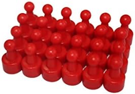 USKYMAG 24 Solid Magnetic Push Pins, Pawn Style-Perfect Magnetic Pushpins for Fridges, Maps, Whiteboards, Cabinets (red)